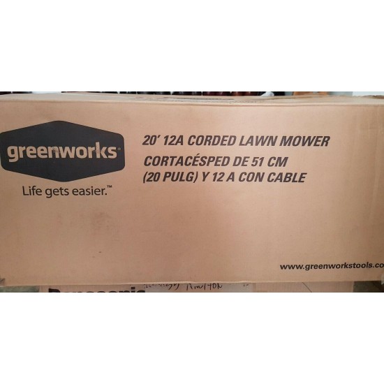 Greenworks 20-Inch 3-in-1 12 Amp Electric Corded Lawn Mower 25022, Mulching,