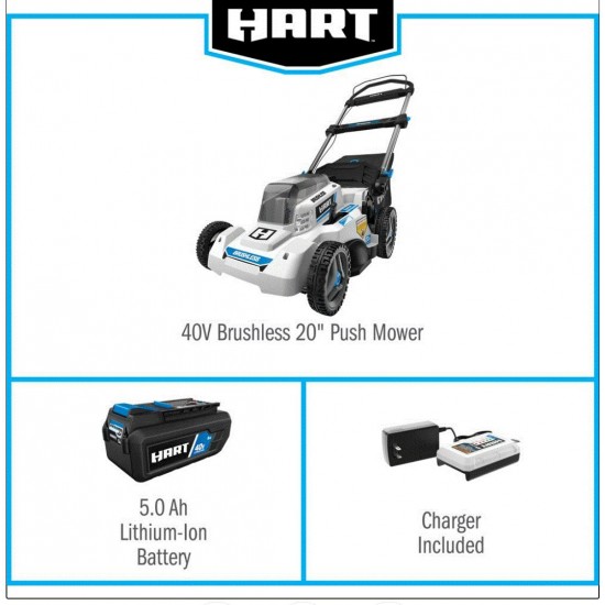 40-Volt Cordless Brushless 20-inch Push Mower Kit, 5.0Ah Lithium-Ion Battery