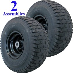 2) 15x6.00-6 15x600-6 15/6.00-6 15/600-6 Lawn Mower Tire Rim Wheel Assembly P32