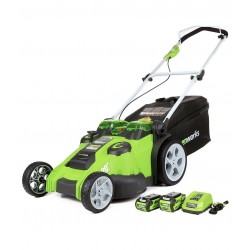 Greenworks 40V 20-Inch Cordless Mower - Twin Force 4Ah & 2Ah W/ Battery Charger