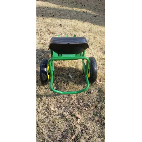 EXTREMELY RARE MADE IN USA JOHN DEERE 2 WHEEL SULKY (SIT-ON) W/NEW TIRES & PAINT