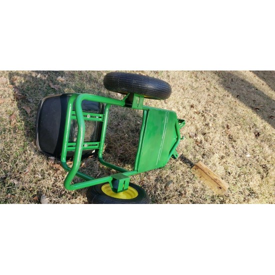 EXTREMELY RARE MADE IN USA JOHN DEERE 2 WHEEL SULKY (SIT-ON) W/NEW TIRES & PAINT