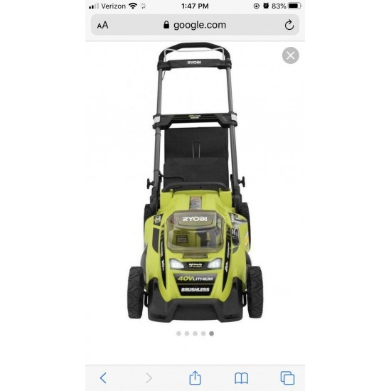 RYOBI 40v Lithium Battery Lawn Mower With 2.6Ah Battery. Open Box. (RY40108)