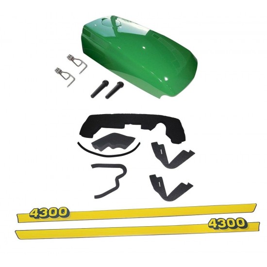 New Upper Hood/ Fuel Door Kit/ Mounting Seal/Stickers Kit fits John Deere 4300
