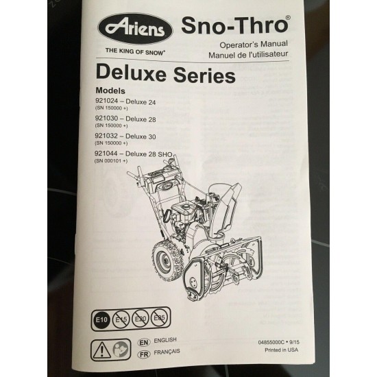 Ariens Deluxe 28 921030 吹雪机 254cc