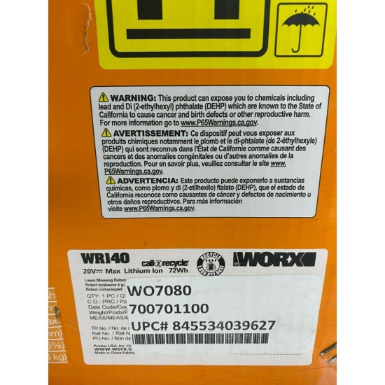 Worx Mower Robotic Landroid M 20-Volt 4.0 Ah, 1/4 Acre, WR140