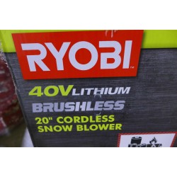 全新 RYOBI 20 in。 40-Volt 无刷无绳电动吹雪机 ry40805