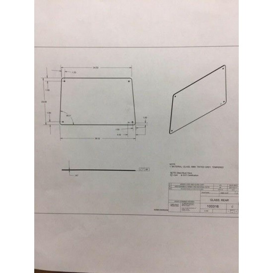 Terracab rear glass fits new holland g6035 kubota f3990 lawn mower jodale perry