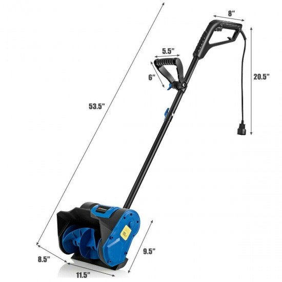 12-Inch 9 Amp Electric Corded Snow Shovel Driveway Yard Snow Thrower Blue NEW