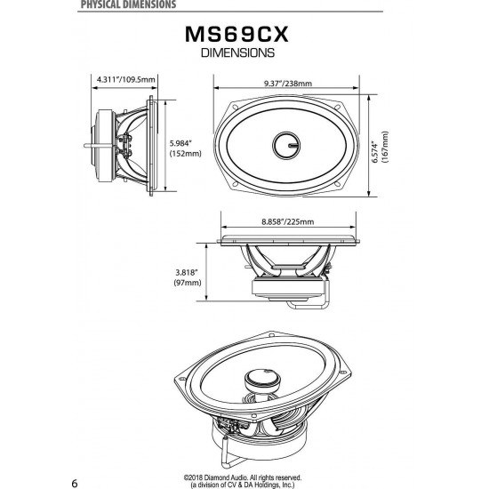 DIAMOND AUDIO MS69CX Motorcycle Sub 6x9
