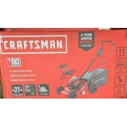 CRAFTSMAN CMCMW260P1 V60 MAX 21-in mower 5.0 AH battery, charger a safety key