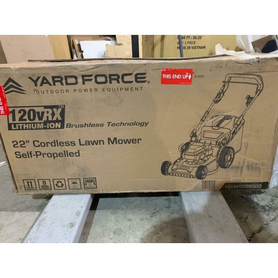 Yard Force YOLMX225300 120V 2.5Ah x 2 Lithium-Ion 22” SP 3-in-1 Mower Torque-Sen