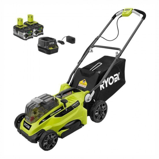 RYOBI 16 in. ONE+ 18-V Walk Behind Push Lawn Mower Two 4.0Ah Batteries&Char