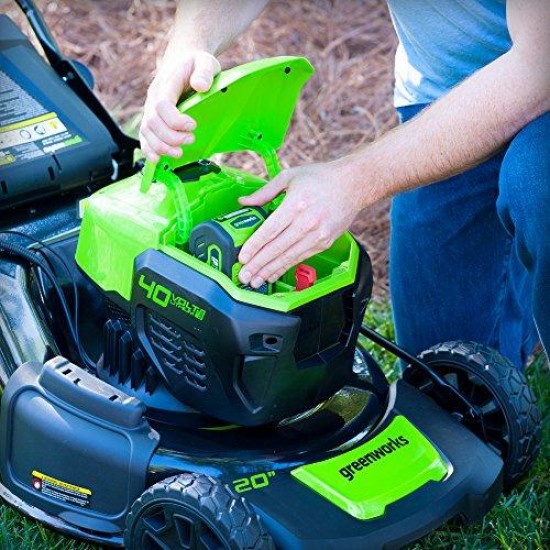 Greenworks 20-Inch 40V 3-in-1 Cordless Lawn Mower with Smart Cut Technology, 4.0