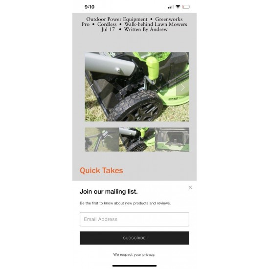 Green Works Pro 25” 60V Cordless Self-Propelled Lawnmower/Two Batteries /Charger