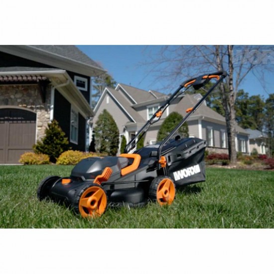 Worx WG779 40 Volt 14 Inch Electric Lawn Mower with Mulching and Intellicut