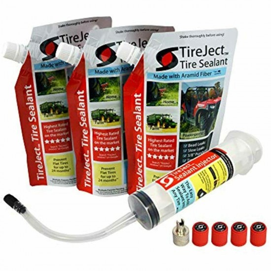 Lawn Mower Tire Sealant - Flat Protection Kit With Injector Garden & Outdoor