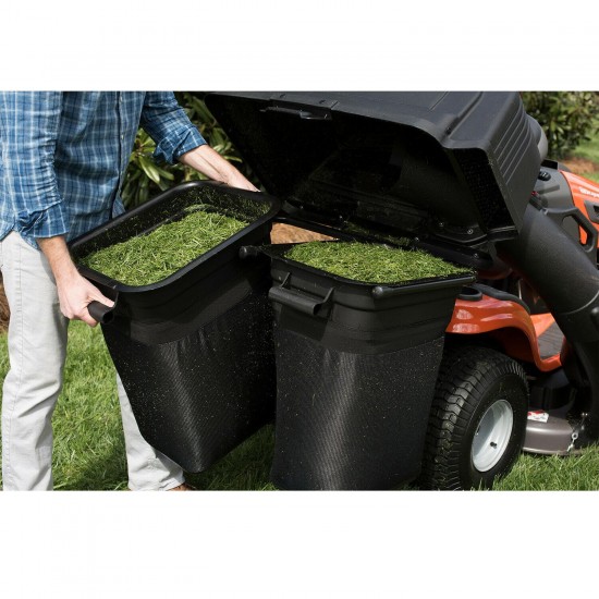 42 - 46 in 2 Bin Lawn Mower Bagger Grass Catcher Twin Leaf Bag Sweeper Versatile