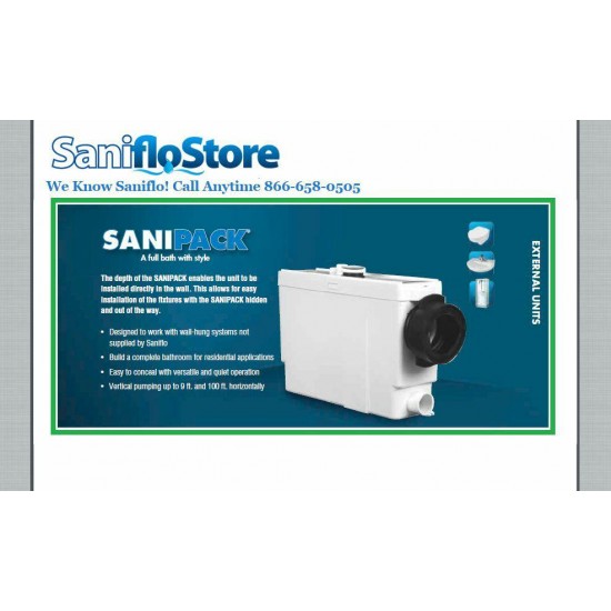 New Saniflo SANIPACK Macerating Wall-Mount Toilet Pump Part# 011