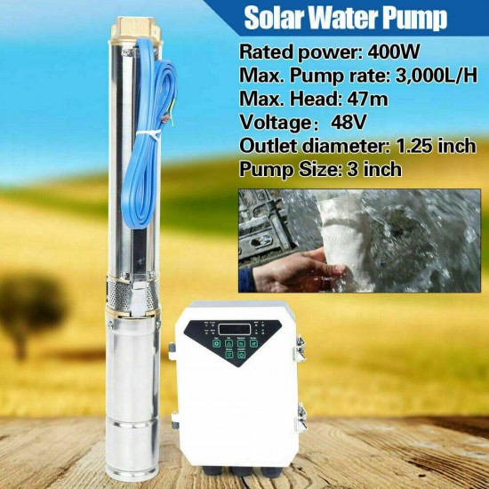 3'' FARM RANCH SOLAR SUBMERSIBLE WATER PUMP BORE HOLE DEEP WELL PUMP NEW USA!