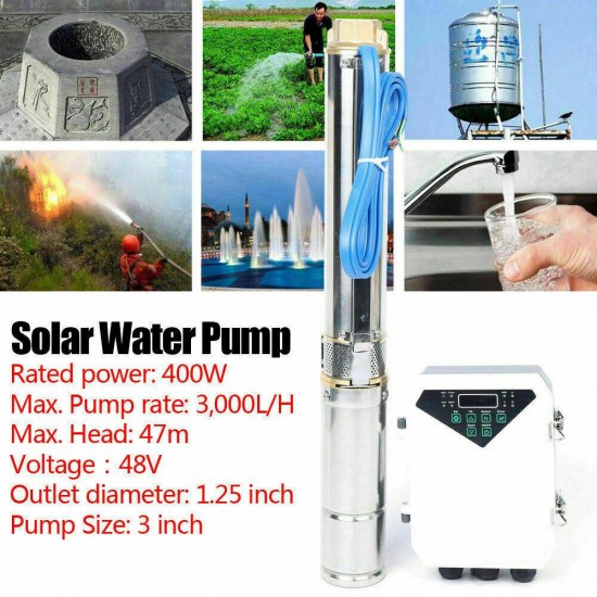 3'' FARM RANCH SOLAR SUBMERSIBLE WATER PUMP BORE HOLE DEEP WELL PUMP NEW USA!