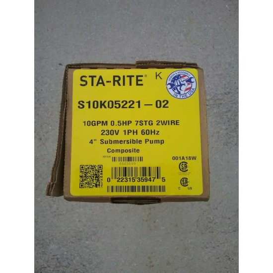 STARITE Submersible Pump  S10K05221-02 1/2 HP  220v