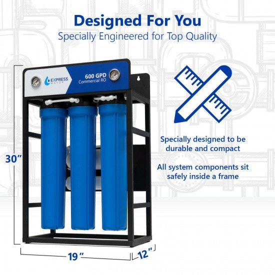 600 GPD Commercial Reverse Osmosis Water Filtration System 5 Stage High Capacity