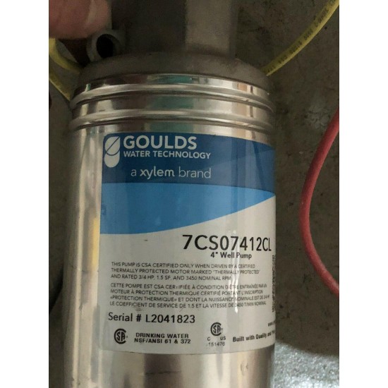 Goulds 7CS07412CL Xylem Deep Well Pump, 230 volt, 3/4 hp