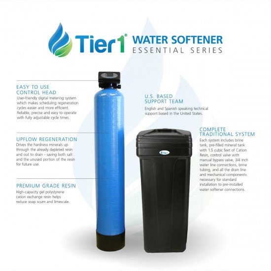 Tier1 Essential Series 48,000 Grain High Efficiency Digital Water Softener