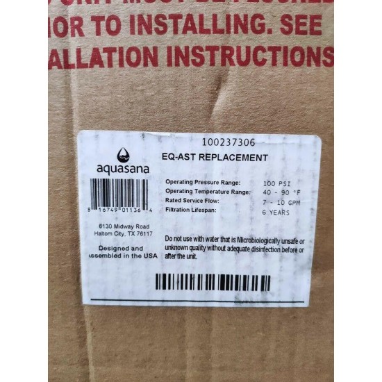 Aquasana Whole House Salt-Free Water Conditioner Replacement Tank EQ-AST-WH-R