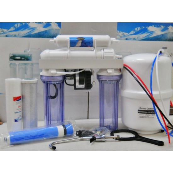 Oceanic Reverse Osmosis Drinking Water Filter System Permeate Pump UV 5 Stage RO