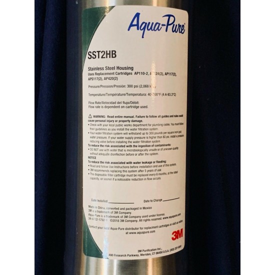Lot of 2 ~ 3M Aqua-Pure SST2HB Stainless Steel Water Filtration System Housing