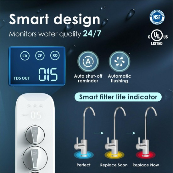 7 Stage Reverse Osmosis Water Filtration System , NSF Certified, by Waterdrop