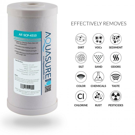 Aquasure Water Softener and Sediment GAC carbon Pre-filters bundle 64,000 Grains