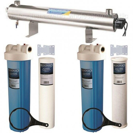 Bluonics 110W UV Ultraviolet Sediment & Carbon Well Water Filter Purifier 24 GPM