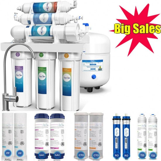Alkaline Reverse Osmosis Water Filtration System Extra free 10 Replace Filters