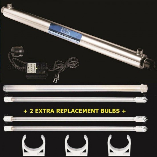2 Extra Bulbs Ultraviolet Light Water Purifier Whole House UV Sterilizer 12 GPM