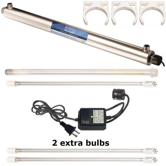 Ultraviolet Light Water Purifier Whole House UV Sterilizer 12 GPM +2 Extra Bulbs