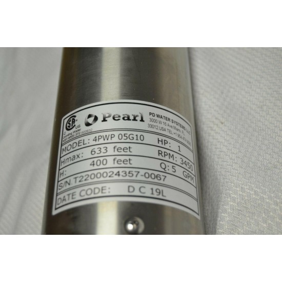 New Pearl Submersible Pump 5 GPM 1 HP 230 Volts 4PWP05G10