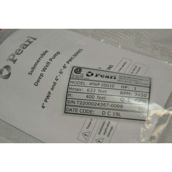 New Pearl Submersible Pump 5 GPM 1 HP 230 Volts 4PWP05G10