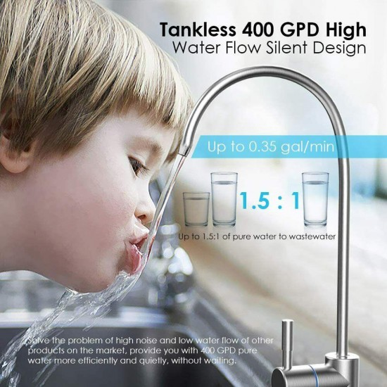 400G Under Sink RO Reverse Osmosis System Drinking Water Filter Purifier Q6