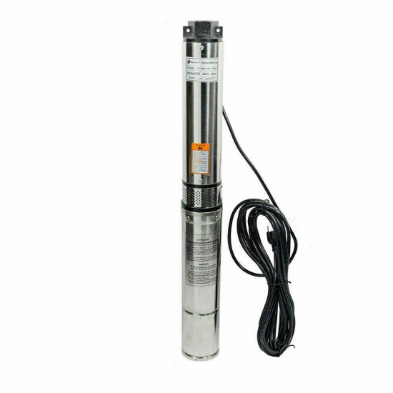 Bomba De Agua 1 HP Sumergible Para Pozo Acero inoxidable 300FT 33GPM 110V 60Hz