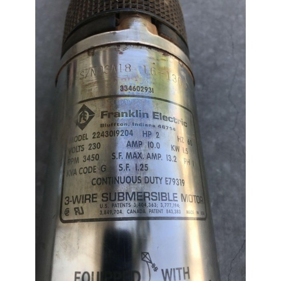 Franklin motor 2hp With Control Box Craftsman Deep Well Pump
