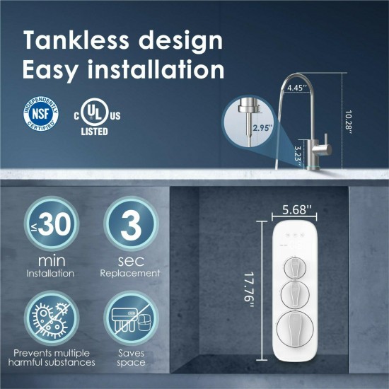 Tankless RO Reverse Osmosis Water Filtration System TDS Reduction by Waterdrop