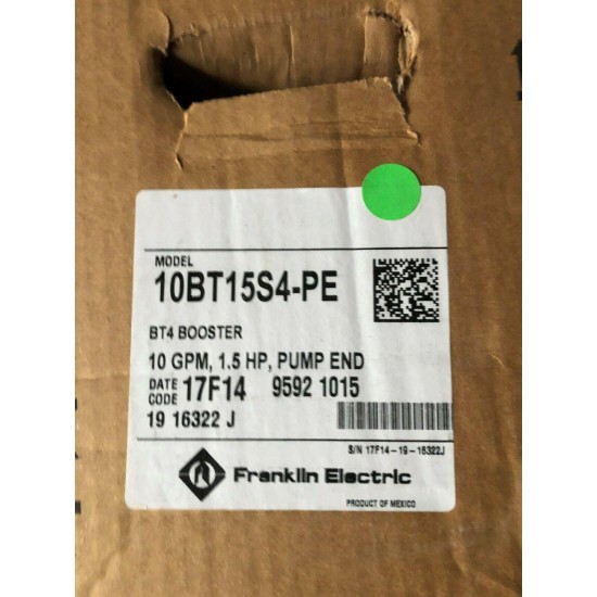 Franklin 10BT15S4-PE #95921015 10GPM Multi-Stage Booster Pump End Only 1.5HP