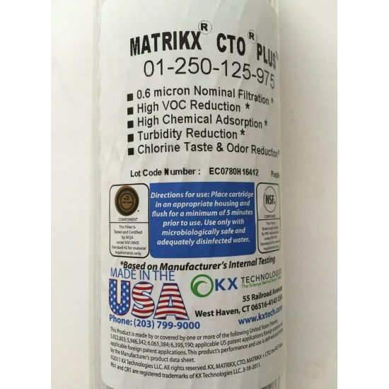 HAGUE 200851 DUAL PRE FILTER CARBON MATRIKX CTO PLUS 01-250-125-975 CASE OF 20