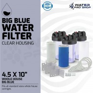 3 Clear Big Blue 10-Inch Water Filter Whole Housing 1-Inch Outlet/Inlet