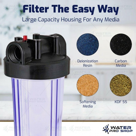 3 Clear Big Blue 10-Inch Water Filter Whole Housing 1-Inch Outlet/Inlet