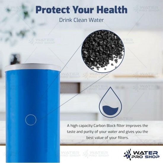 3 Clear Big Blue 10-Inch Water Filter Whole Housing 1-Inch Outlet/Inlet