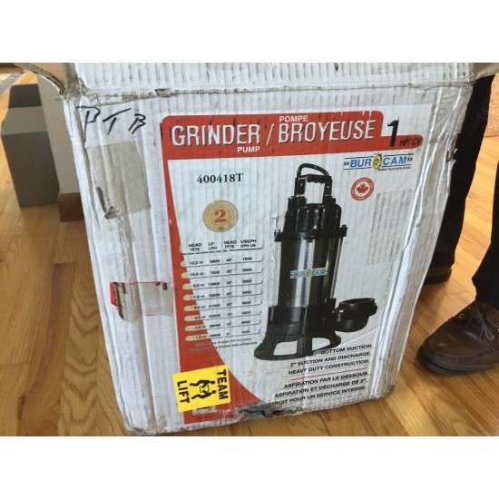 BurCam Sewage Grinder Pump 400418T 1 HP 115 Volt NEW NIB